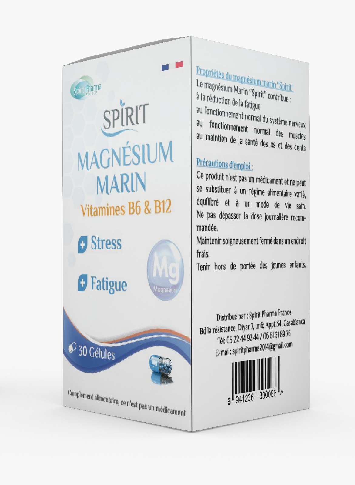 MAGNESIUM MARIN + B6 + B12 — Complément alimentaire naturel certifié ONSSA